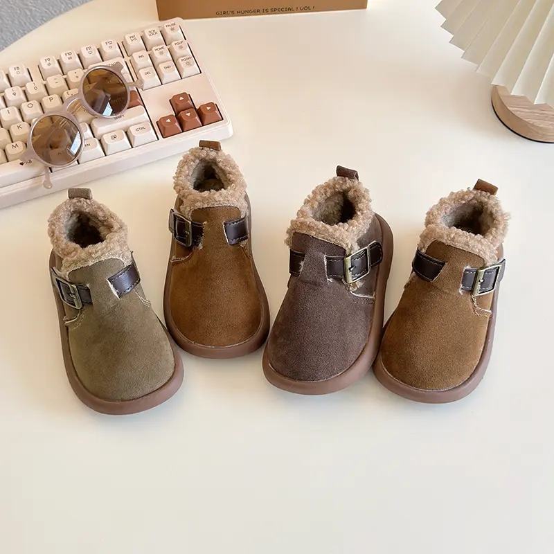Children's Snow Boot Solid Color Causal Girls Warm Ankle Boots Fashion New Versatile Kids' Outdoor Boys Non-slip Cotton Boots