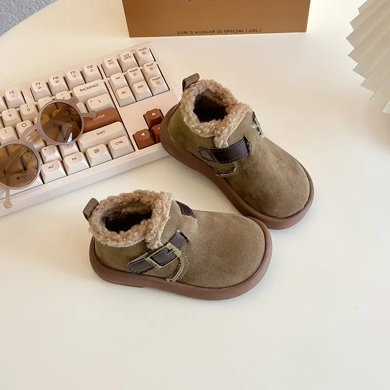 Children's Snow Boot Solid Color Causal Girls Warm Ankle Boots Fashion New Versatile Kids' Outdoor Boys Non-slip Cotton Boots