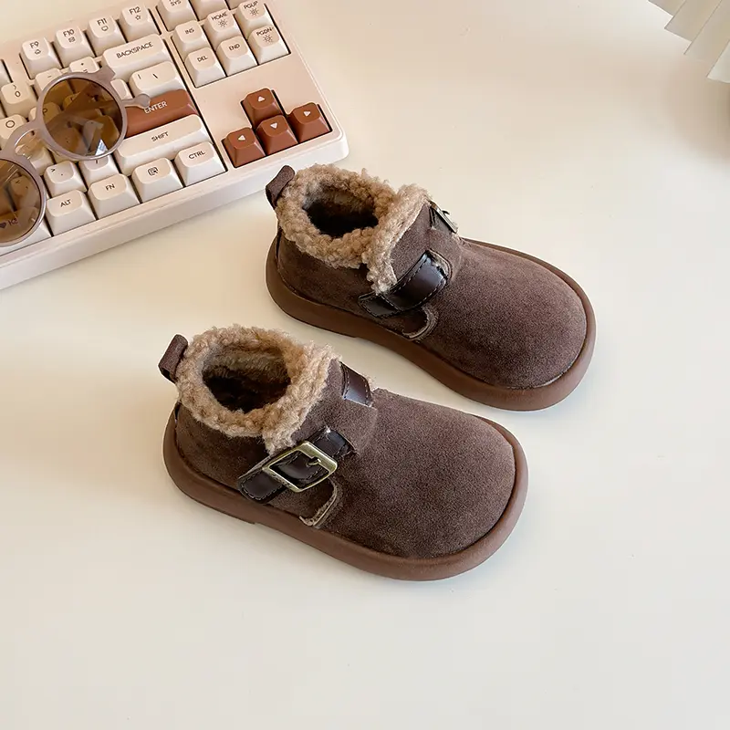 Children's Snow Boot Solid Color Causal Girls Warm Ankle Boots Fashion New Versatile Kids' Outdoor Boys Non-slip Cotton Boots