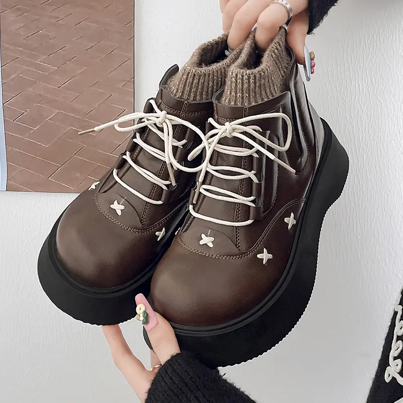 Women's Boots Lolita Style Winter Lady Platform Ankle Boots Female Fashionable Causal Women's Shoes Sweet Versatile Thick Bottom
