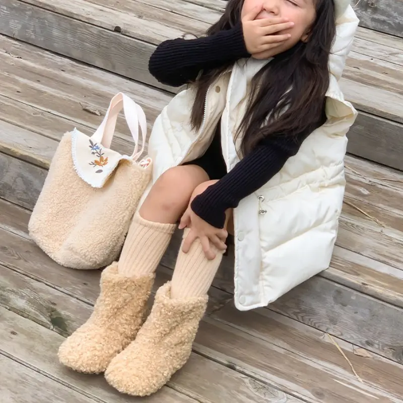Winter Children's Ankle Boots Warm Furry Hairy Girls Snow Boots Simple Outdoor Kids Fashion Thermal Boots Non-slip Versatile