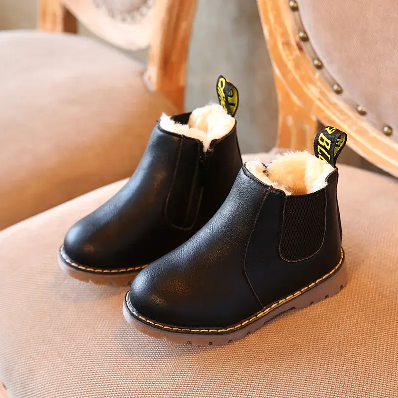 Children's Boots for Boys Girls Toddlers Little Kids Fashion Classic Ankle Boots Warm Rubber Chelsea Boots British Style 21-36