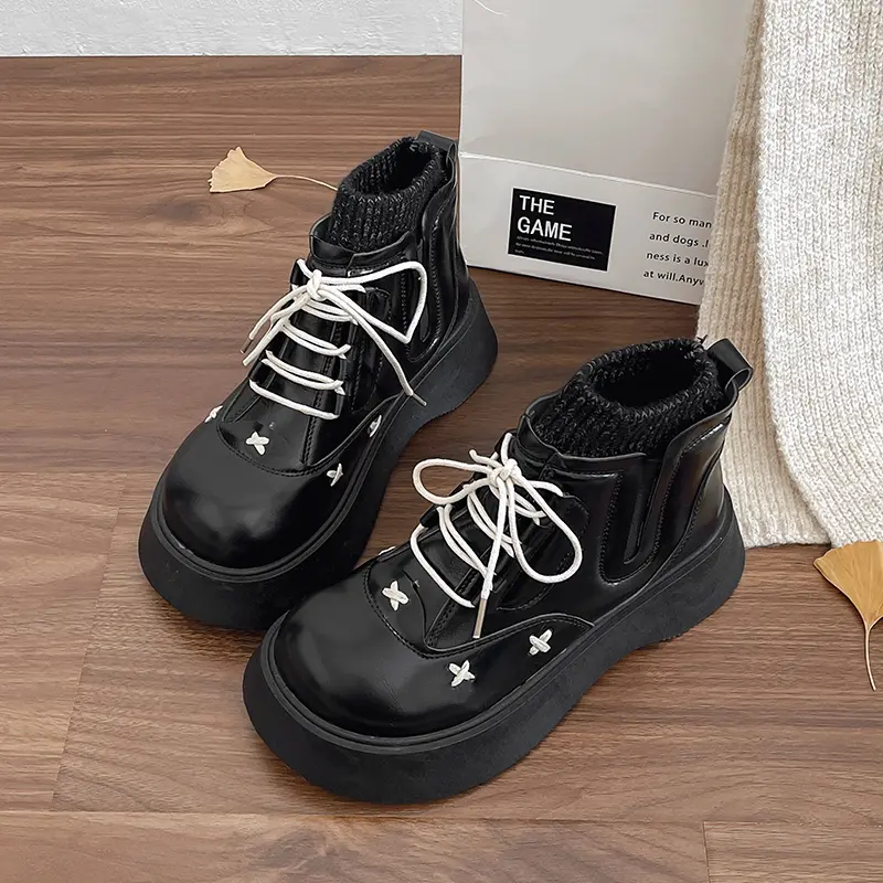Women's Boots Lolita Style Winter Lady Platform Ankle Boots Female Fashionable Causal Women's Shoes Sweet Versatile Thick Bottom