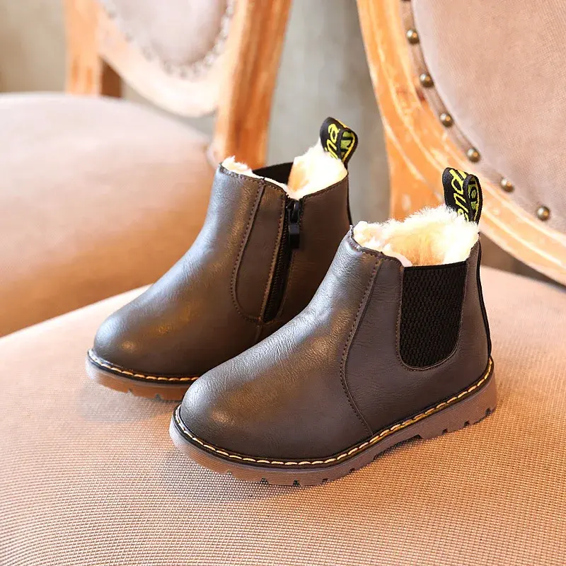 Children's Boots for Boys Girls Toddlers Little Kids Fashion Classic Ankle Boots Warm Rubber Chelsea Boots British Style 21-36