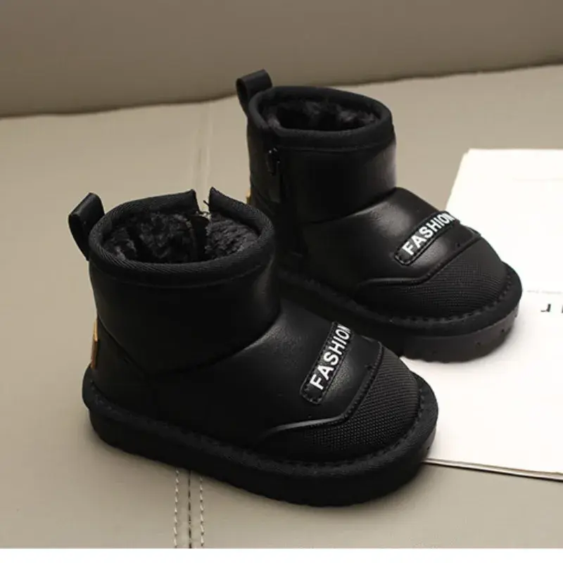 Kids Snow Boots 2024 Winter New Children Short Ankle Boots for Girls Non-slip Thick Plush Fur Rubber Boots for Boys Warm Fashion