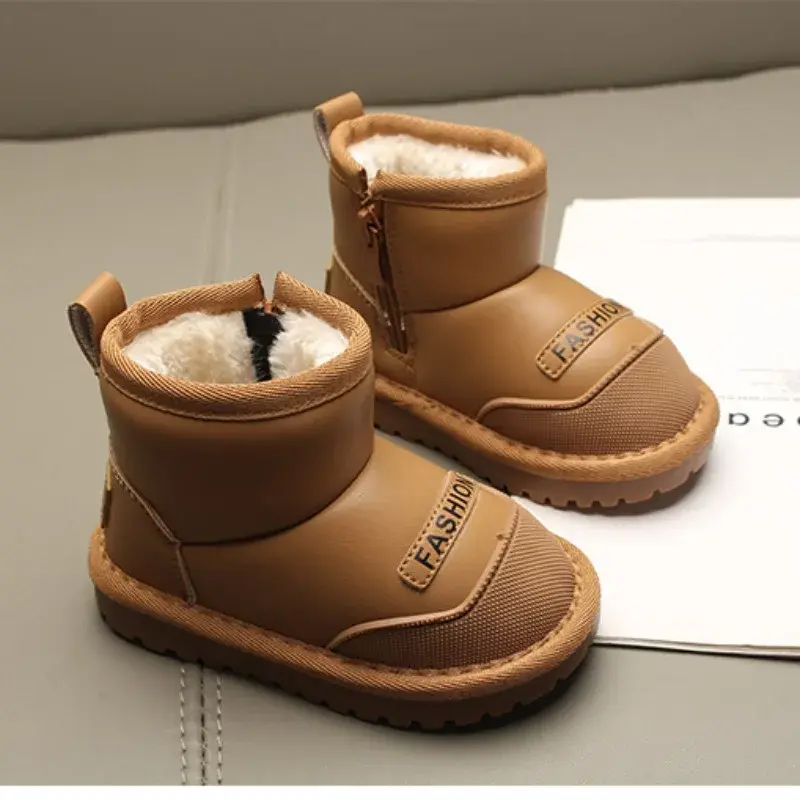 Kids Snow Boots 2024 Winter New Children Short Ankle Boots for Girls Non-slip Thick Plush Fur Rubber Boots for Boys Warm Fashion