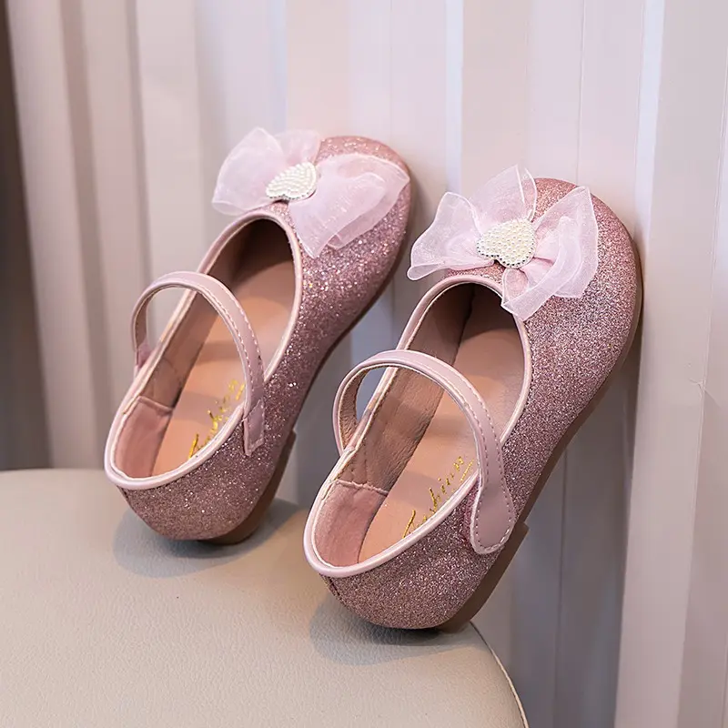 Girls Leather Shoes for Party Wedding Fashion Children Performance Shoes Kids Princess Shoes with Bow-knot Spring Autumn 2024