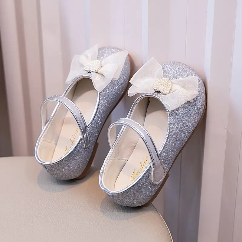 Girls Leather Shoes for Party Wedding Fashion Children Performance Shoes Kids Princess Shoes with Bow-knot Spring Autumn 2024