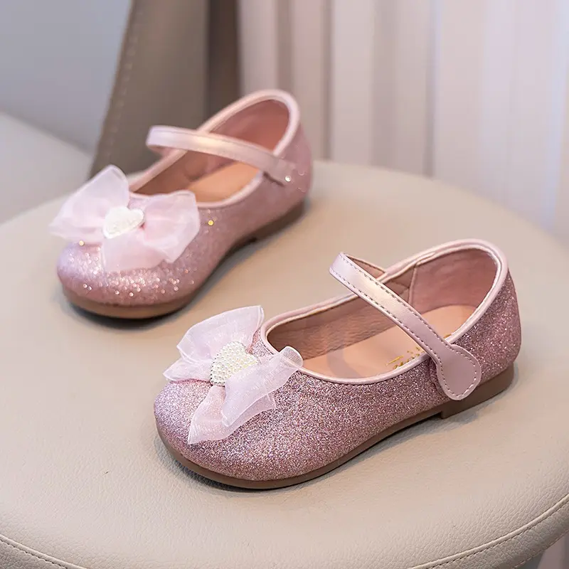 Girls Leather Shoes for Party Wedding Fashion Children Performance Shoes Kids Princess Shoes with Bow-knot Spring Autumn 2024