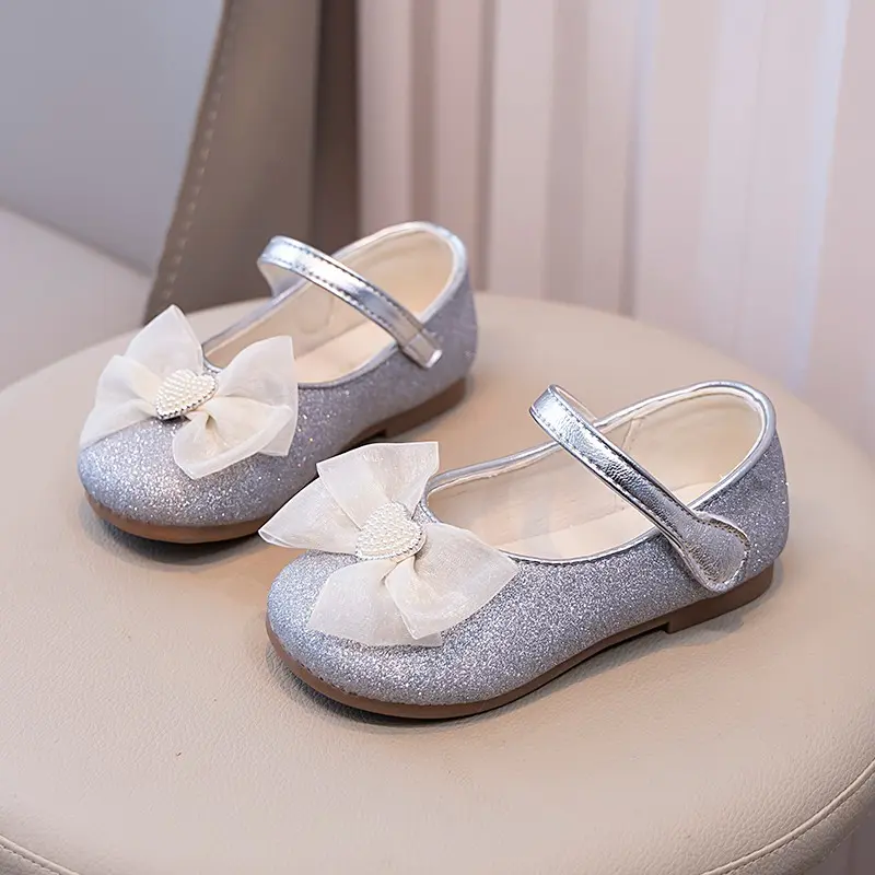 Girls Leather Shoes for Party Wedding Fashion Children Performance Shoes Kids Princess Shoes with Bow-knot Spring Autumn 2024