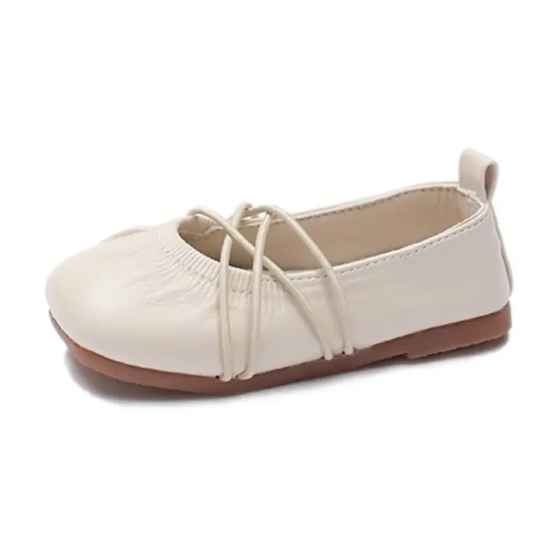 Girl Leather Shoes Mary Jane Solid Color Spring Autumn Versatile Children's Flats Causal Lightweight Kids Ballet Single Shoes
