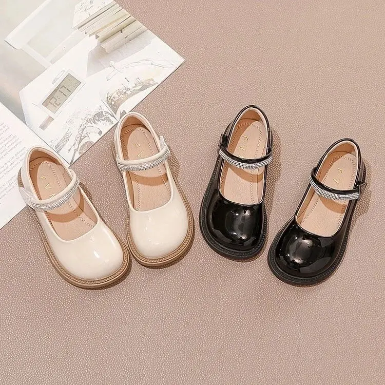 Children Performance Shoes Girls Rhinestone Leather Shoes for Party Wedding Fashion Kids Princess Loafers with Pearls Size 23-33