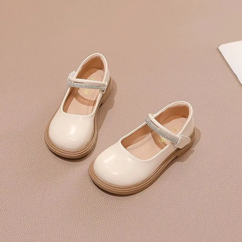 Children Performance Shoes Girls Rhinestone Leather Shoes for Party Wedding Fashion Kids Princess Loafers with Pearls Size 23-33