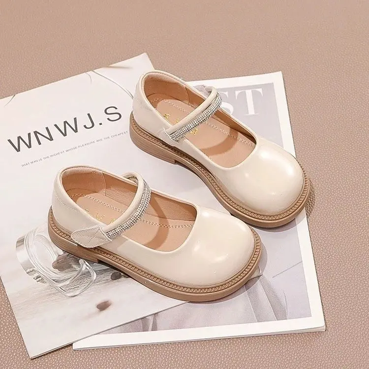 Children Performance Shoes Girls Rhinestone Leather Shoes for Party Wedding Fashion Kids Princess Loafers with Pearls Size 23-33