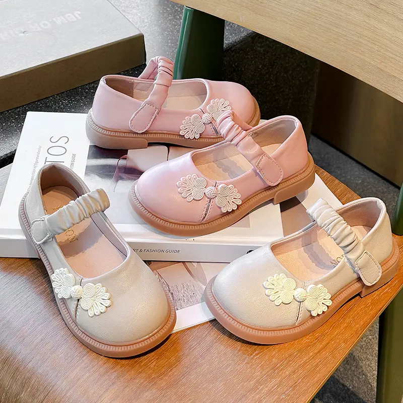 Spring Autumn New Children's Flats Chinese Style Girl Leather Shoes Non-slip Versatile Sweet Kids Causal Princess Party Shoes