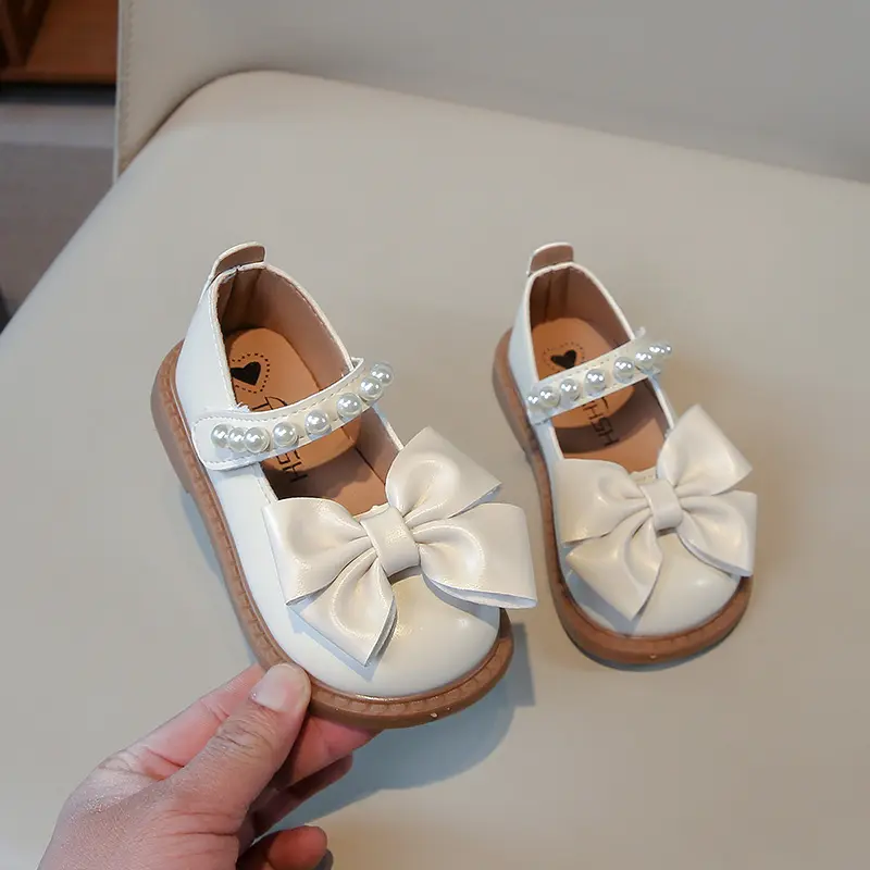 Elegant Girl Princess Shoes Fashion Bowknot Kids Causal Leather Shoes Wedding Party Versatile Children Soft Bottom Flat Shoes