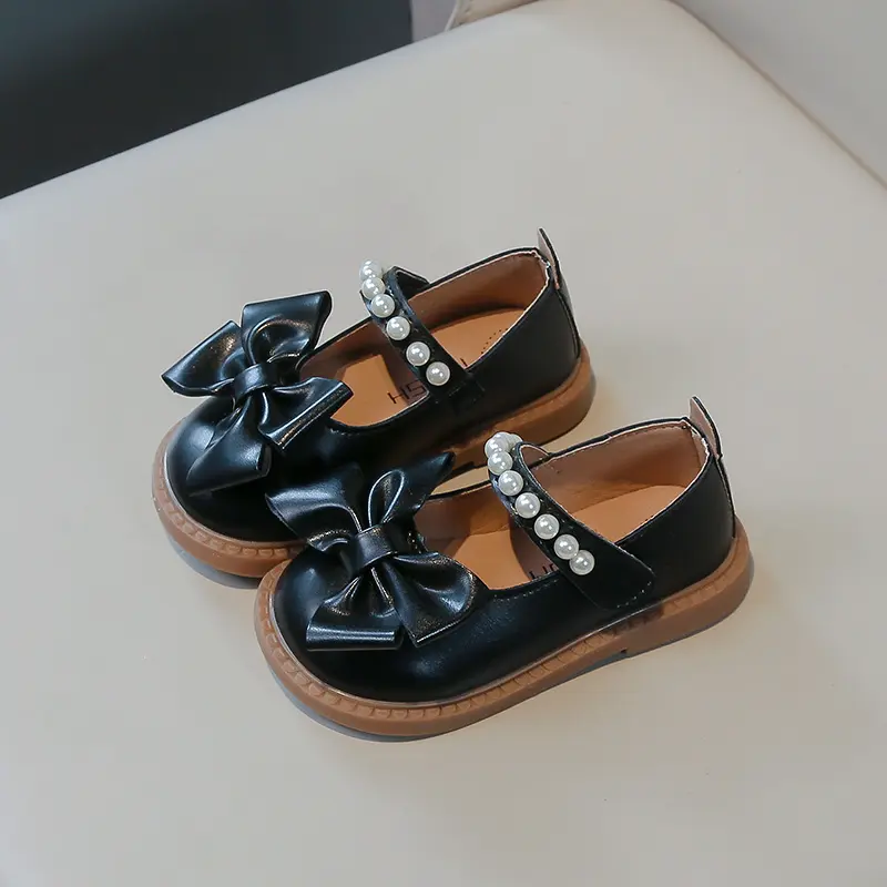 Elegant Girl Princess Shoes Fashion Bowknot Kids Causal Leather Shoes Wedding Party Versatile Children Soft Bottom Flat Shoes