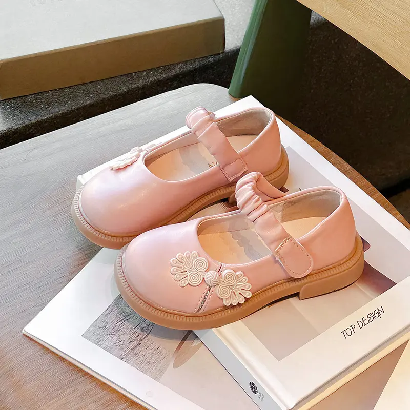 Spring Autumn New Children's Flats Chinese Style Girl Leather Shoes Non-slip Versatile Sweet Kids Causal Princess Party Shoes