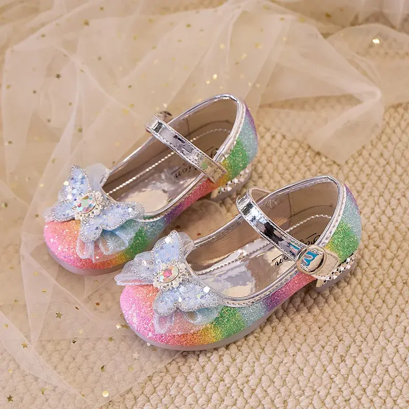 2025 Spring New Childrern Princess Shoes for Girls Fashion Soft Non-slip Versatile Colorful Elegant Chic Leather Shoes for Party