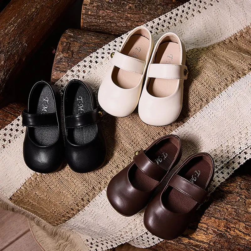2025 Children Leather Shoes for Girls Spring New Fashion Korean Style Soft Anti-slippery Versatile Chic Elegant Princess Shoes