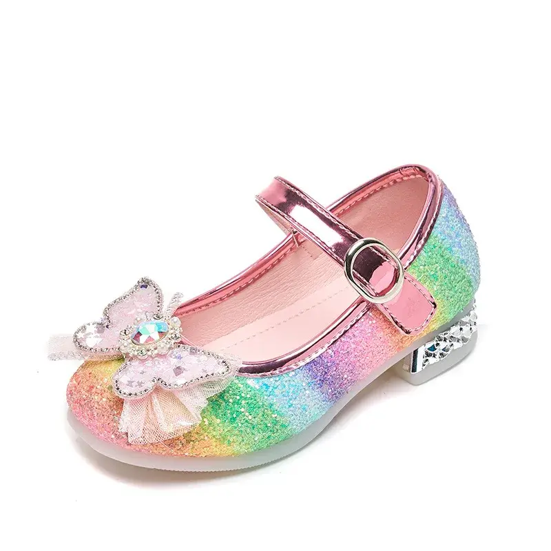 2025 Spring New Childrern Princess Shoes for Girls Fashion Soft Non-slip Versatile Colorful Elegant Chic Leather Shoes for Party
