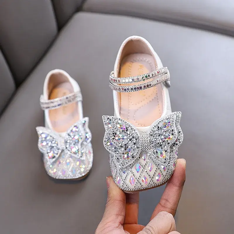 Luxury Girls Leather Shoes Ballet Versatile Kids Party Shoes Sweet Elegant Children Fashion Princess Causal Wedding Flat Shoes