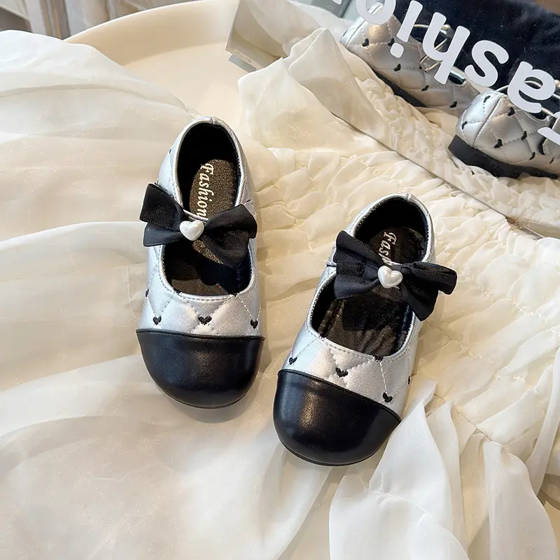2025 Spring New Children Leather Shoes for Girls Fashion Korean Style Soft Bottom Non-slip Versatile Princess Sweet Dress Shoes
