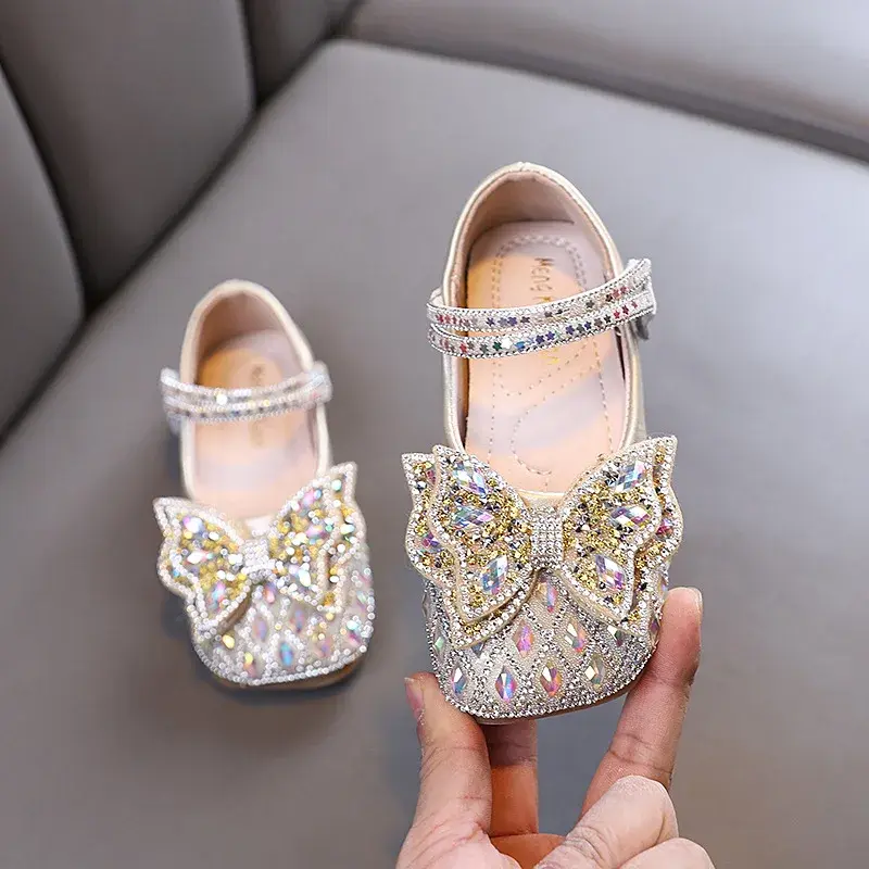 Luxury Girls Leather Shoes Ballet Versatile Kids Party Shoes Sweet Elegant Children Fashion Princess Causal Wedding Flat Shoes