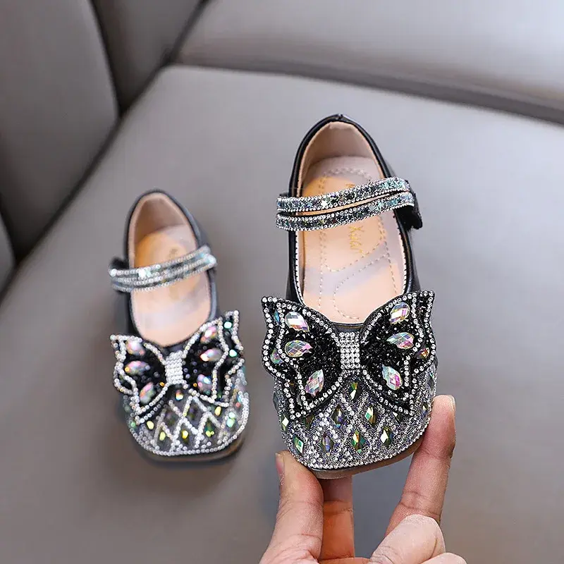 Luxury Girls Leather Shoes Ballet Versatile Kids Party Shoes Sweet Elegant Children Fashion Princess Causal Wedding Flat Shoes