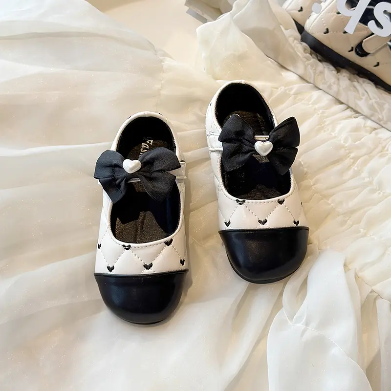 2025 Spring New Children Leather Shoes for Girls Fashion Korean Style Soft Bottom Non-slip Versatile Princess Sweet Dress Shoes