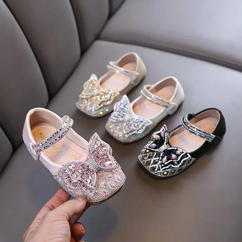 Luxury Girls Leather Shoes Ballet Versatile Kids Party Shoes Sweet Elegant Children Fashion Princess Causal Wedding Flat Shoes
