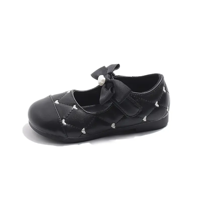 2025 Spring New Children Leather Shoes for Girls Fashion Korean Style Soft Bottom Non-slip Versatile Princess Sweet Dress Shoes