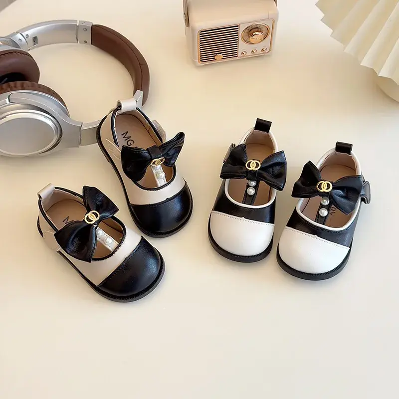 Children Leather Shoes for Girls 2025 Spring New Fashion Korean Style Soft Anti-slippery Versatile Chic Versatile Princess Shoes