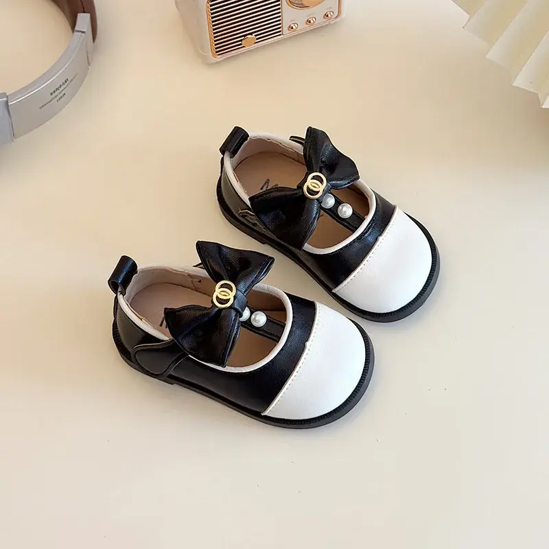 Children Leather Shoes for Girls 2025 Spring New Fashion Korean Style Soft Anti-slippery Versatile Chic Versatile Princess Shoes