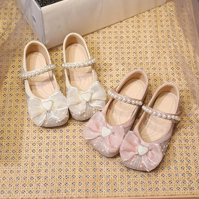 2025 Children Leather Shoes for Girls Spring New Fashion Korean Style Soft Bottom Anti-slippery Versatile Chic Princess Flats