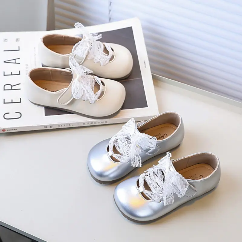 Little Girl Leather Shoes Lace Bowknot Children Fashion Princess Dresses Shoes Spring Autumn Sweet Kids Causal Flat Shoes New