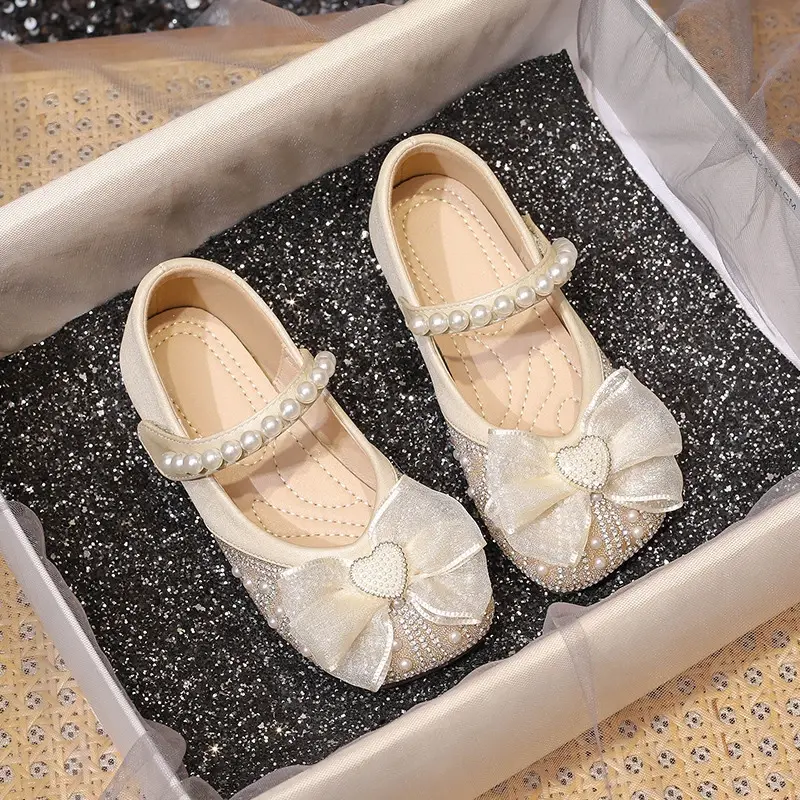 2025 Children Leather Shoes for Girls Spring New Fashion Korean Style Soft Bottom Anti-slippery Versatile Chic Princess Flats