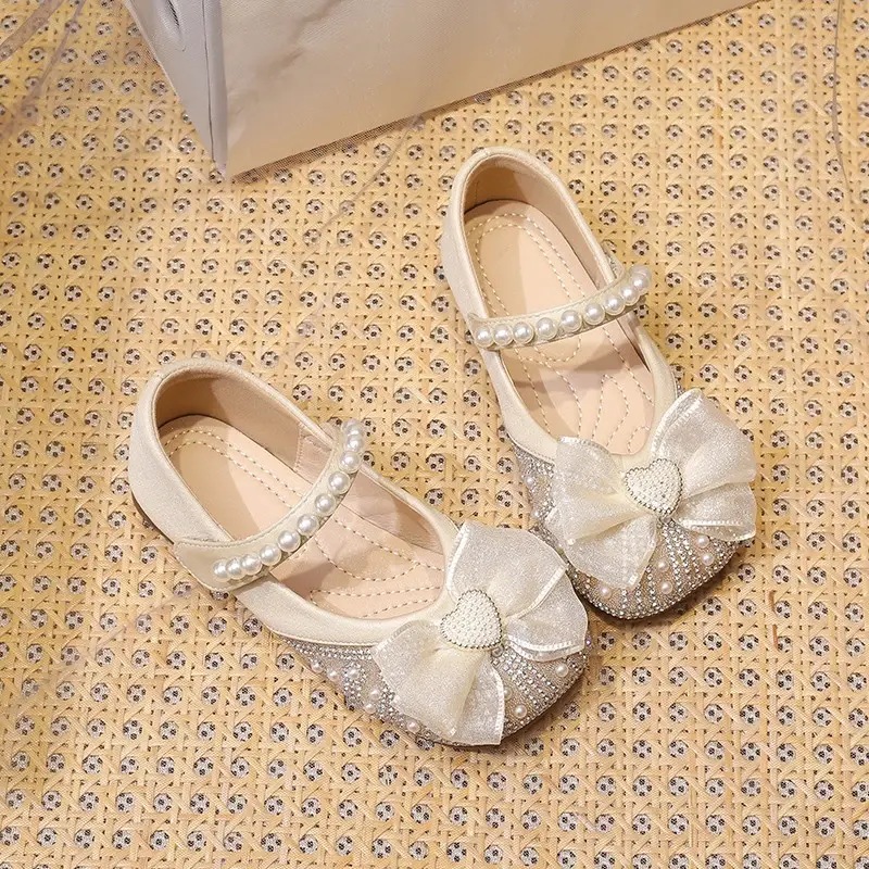 2025 Children Leather Shoes for Girls Spring New Fashion Korean Style Soft Bottom Anti-slippery Versatile Chic Princess Flats