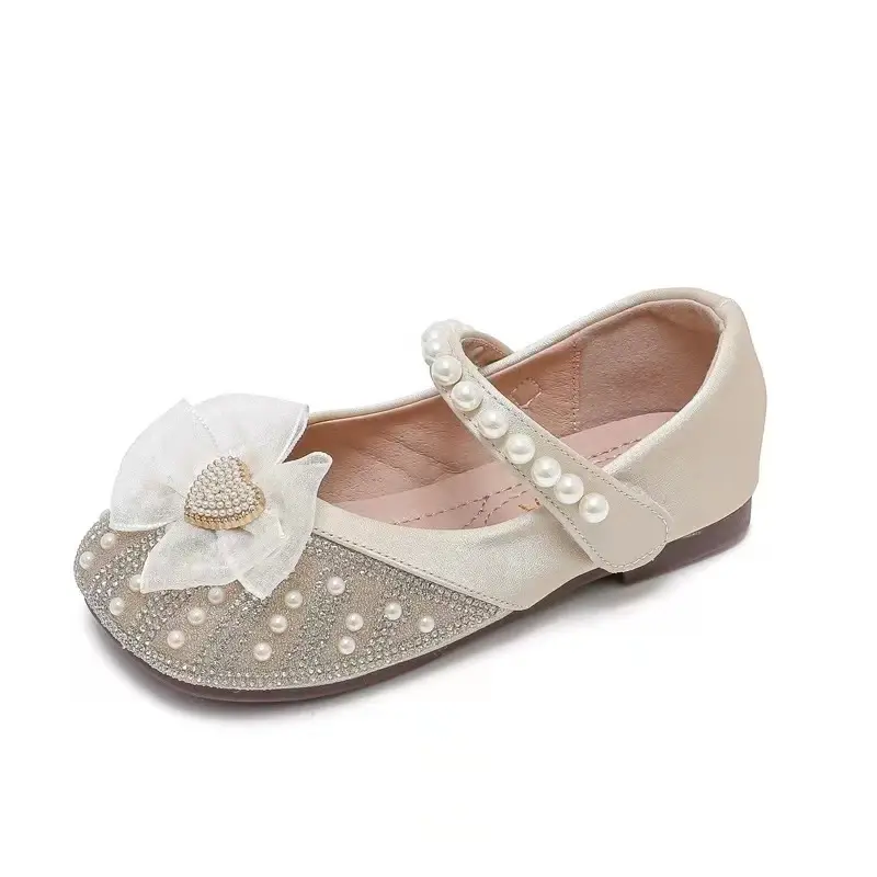 2025 Children Leather Shoes for Girls Spring New Fashion Korean Style Soft Bottom Anti-slippery Versatile Chic Princess Flats
