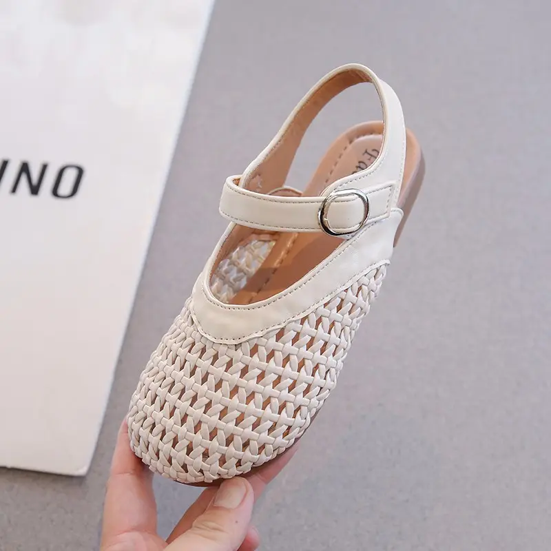 Girls Weave Sandals Cut-outs Kids Hollow Sandals 2025 Summer Brand New Fashion Princess Breathable for Big Child Size 31-37 Soft