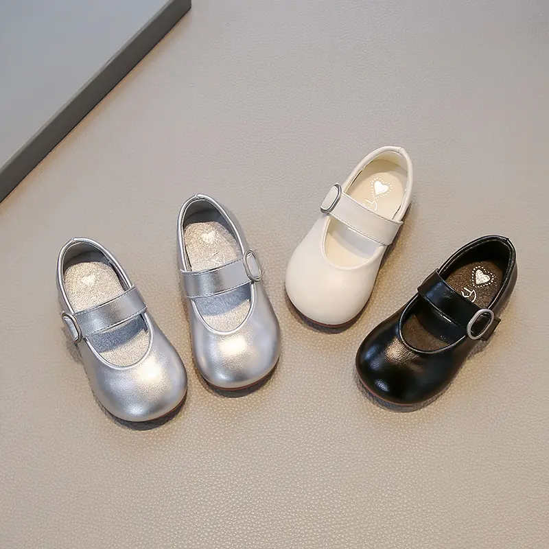Trend Fashion Girls Flat Shoes Simple Spring Autumn Kids Leather Shoes Round-toe Causal Children Princess Dance Mary Jane Shoes