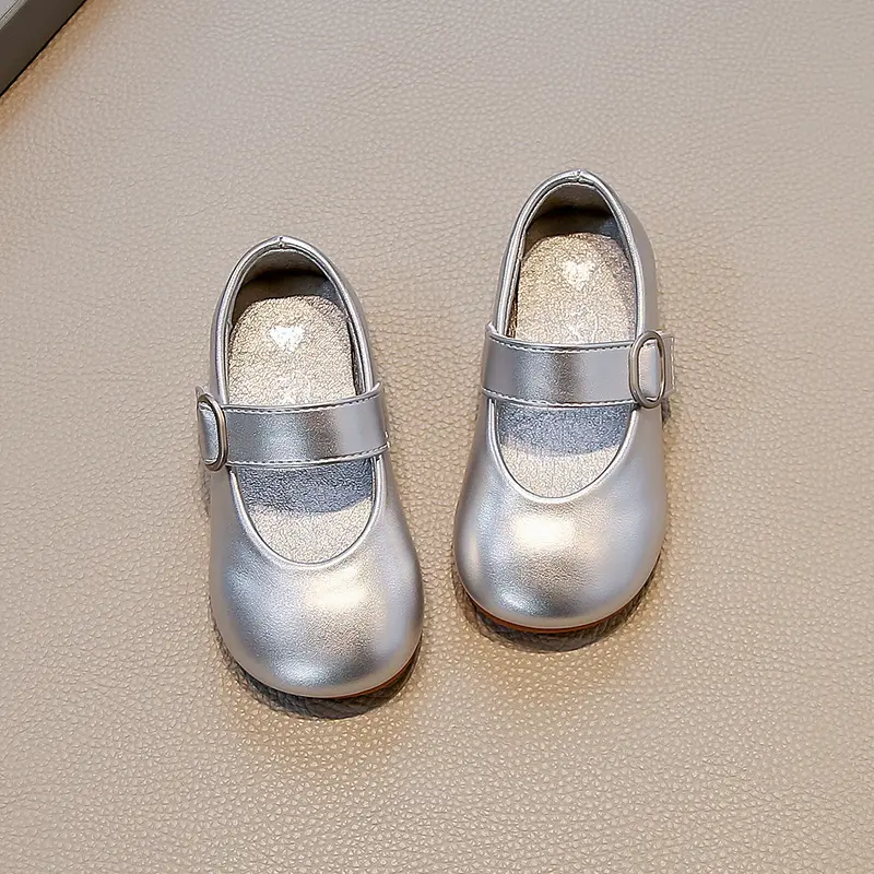 Trend Fashion Girls Flat Shoes Simple Spring Autumn Kids Leather Shoes Round-toe Causal Children Princess Dance Mary Jane Shoes