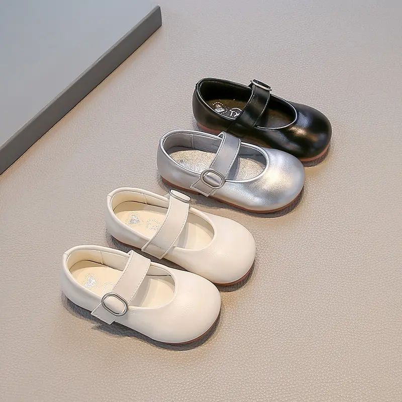 Trend Fashion Girls Flat Shoes Simple Spring Autumn Kids Leather Shoes Round-toe Causal Children Princess Dance Mary Jane Shoes