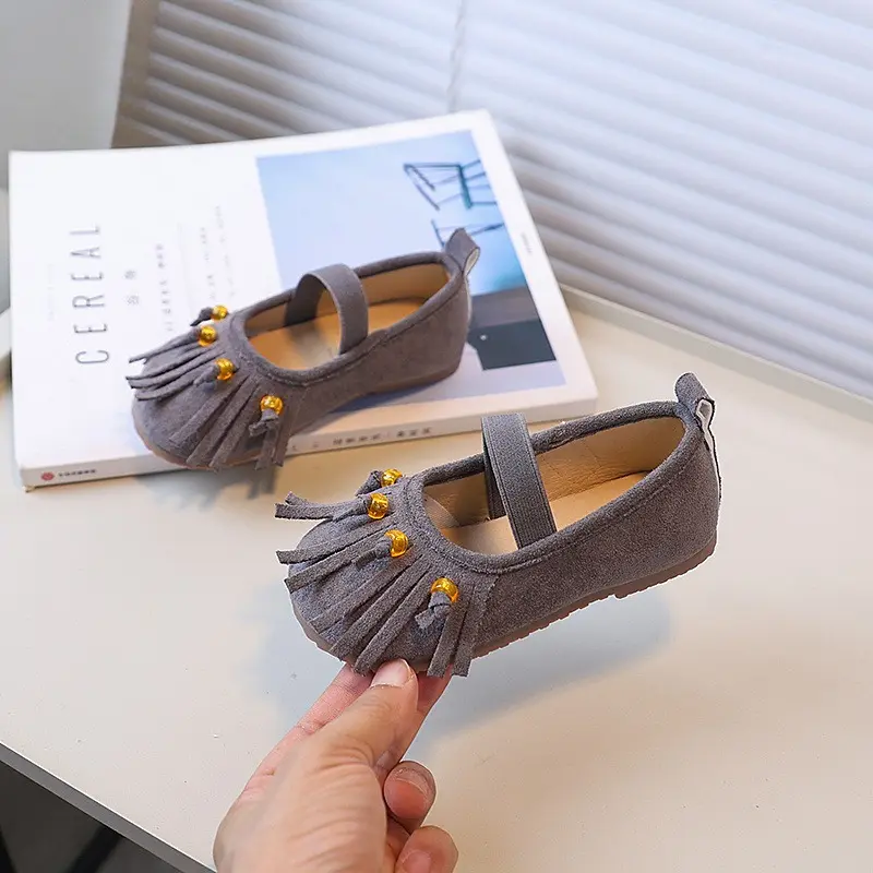 Retro Style Children's Flats New Fashion Girls Causal Leather Shoes Tassel Versatile Kids Slip-on Loafers Princess Ballet Shoes