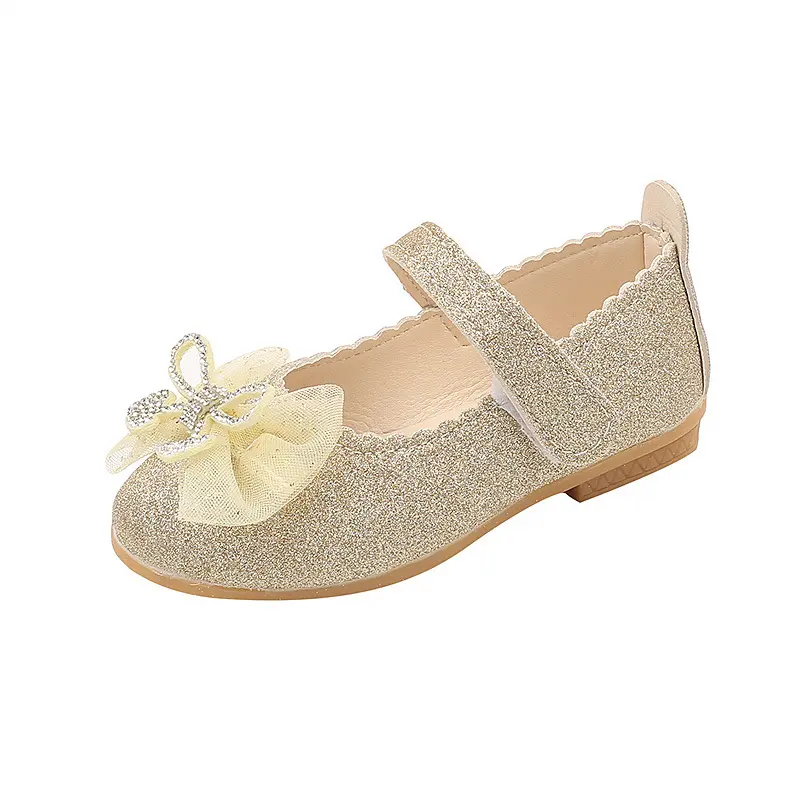 2025 New Girls Leather Shoes Sequins Children's Flats Fashion Princess Catwalk Causal Kids Wedding Party Shoes Spring Autumn