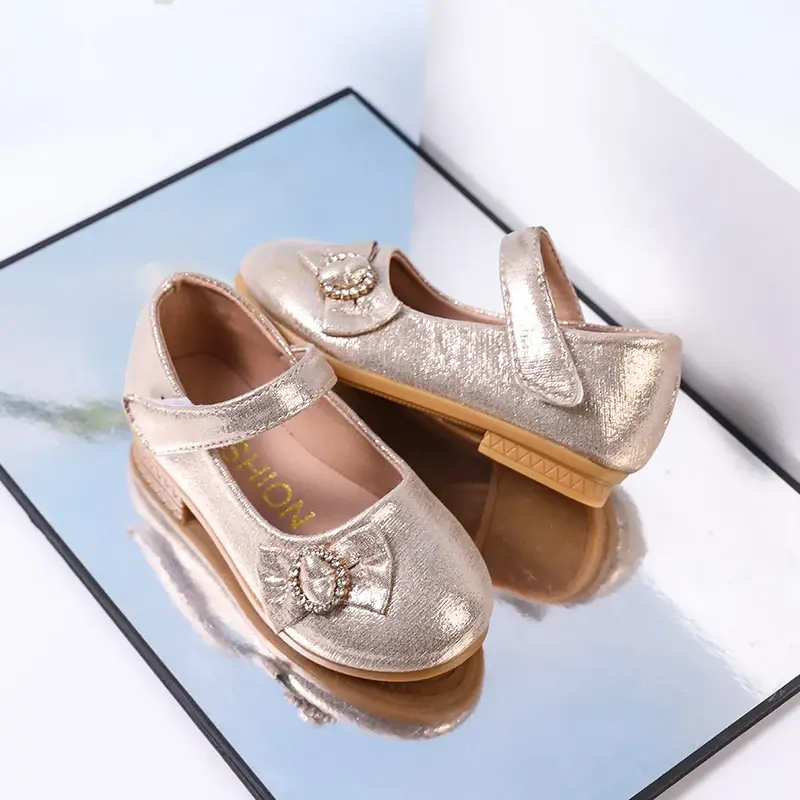Spring Autumn Girls Elegant Bowknot ShoesToddlers Fashion Children Ballet Flat Shoes  Wedding Party Kids Princess Leather Shoes