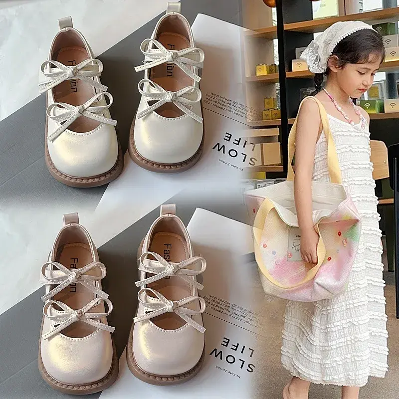 2025 Children Leather Shoes for Girls Spring Autumn New Fashion Korean Style Soft Bottom Anti-slippery Versatile Princess Shoes