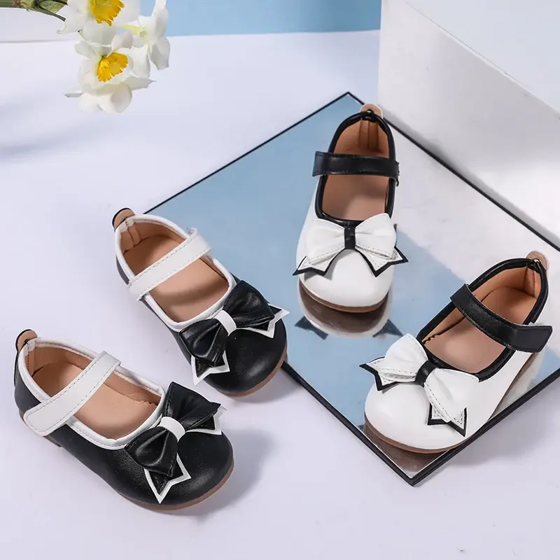 Simple Girls Princess Leather Shoes Spring Autumn Kids Causal Ballet Shoes Elegant Wedding Party Children's Fashion Flat Shoes