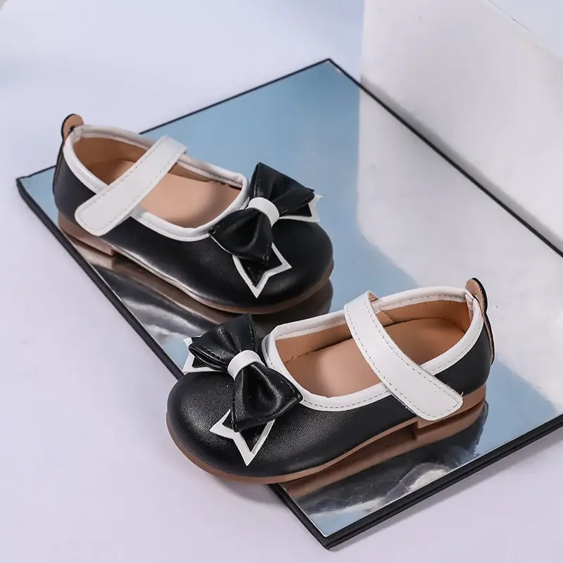 Simple Girls Princess Leather Shoes Spring Autumn Kids Causal Ballet Shoes Elegant Wedding Party Children's Fashion Flat Shoes