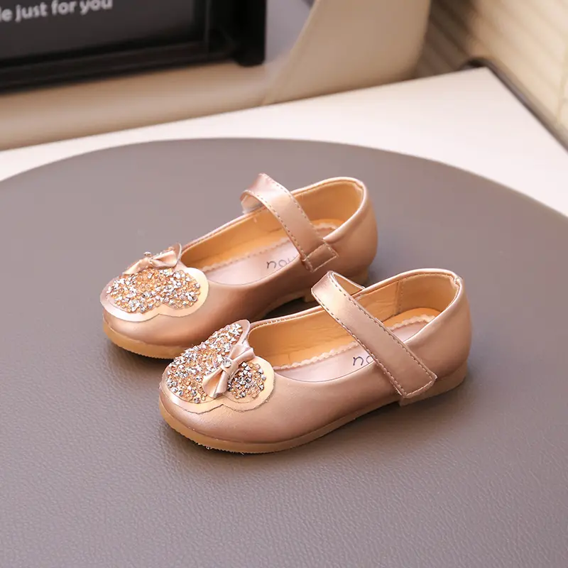 Girls Princes Shoes with Bow-knot Children Rhinestone Performance Shoes Kids Leather Shoes for Party Wedding Classic 26-38 Hot